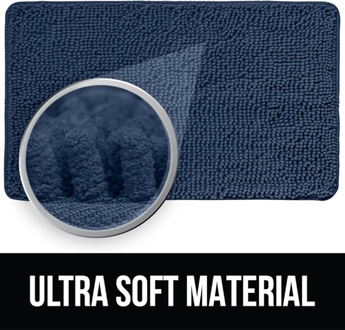 KANGAROO Bathroom Rugs, Chenille Soft Absorbent Bath Rug, Shaggy Shower Mat - Image 4