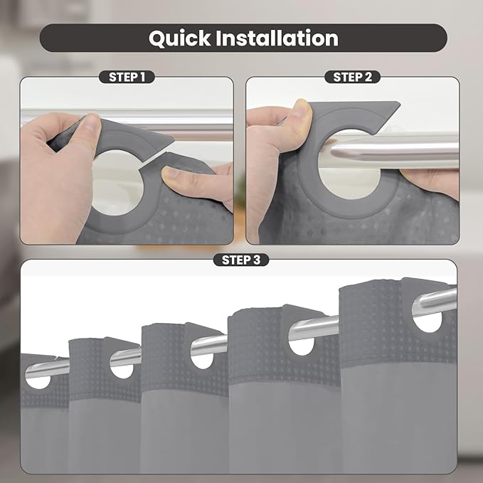 Inhousolu No Hook Shower Curtain - Image 3