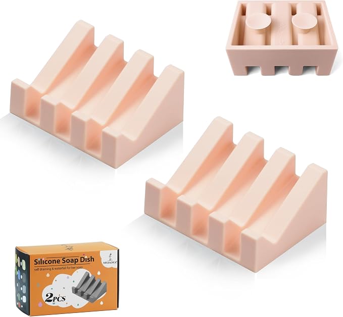 Silicone Soap Dish with Drain, Upgrade Double Suction Cups at The Bottom by AIXIAOYA