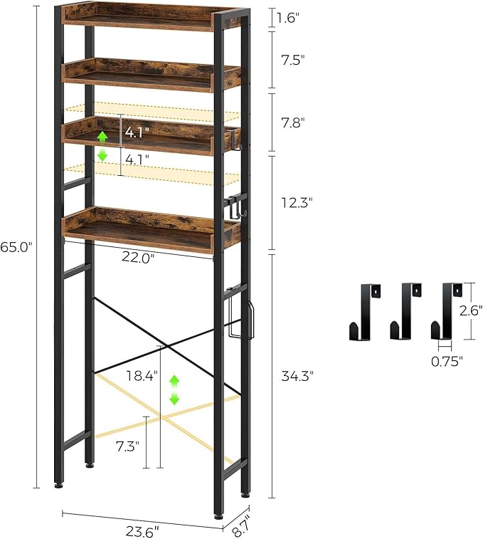 Rolanstar Over The Toilet Storage Rack, 3-Tier Bathroom Space Saver - Image 3