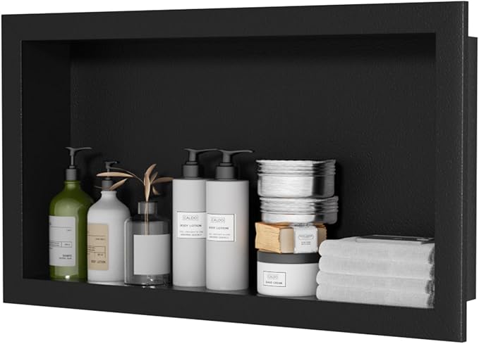 Stainless Steel Shower Niche 12" x 24", Single-Layer Wall Mounted No Tile Needed by POOAMY