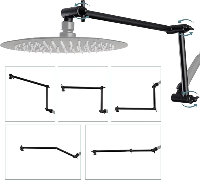iFealClear All Metal 16" Shower Head Extension Arm, Solid Brass Shower Head by iFealClear