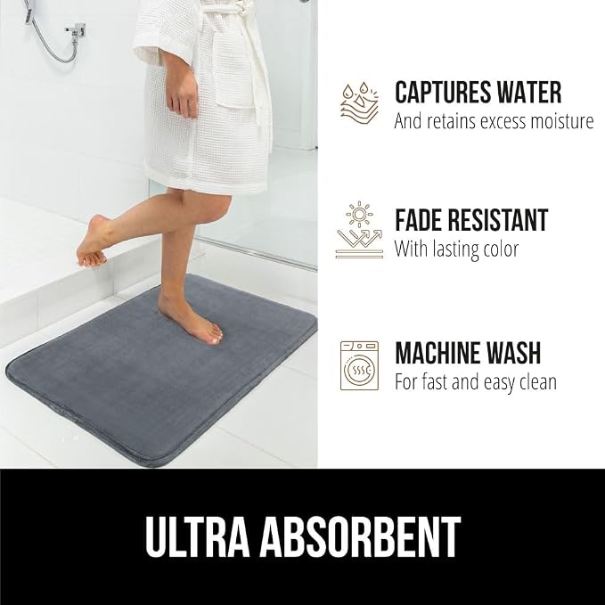 GORILLA GRIP Memory Foam Bath Rugs, Soft Absorbent Velvet Bathroom Mats - Image 6