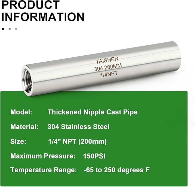 TAISHER 2PCS Stainless Steel Pipe Fittings, 1/4" NPT Female x 1/4" NPT Female - Image 5