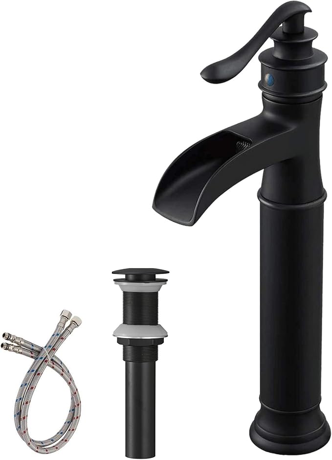 BWE Vessel Sink Faucet Waterfall Matte Black by BWE