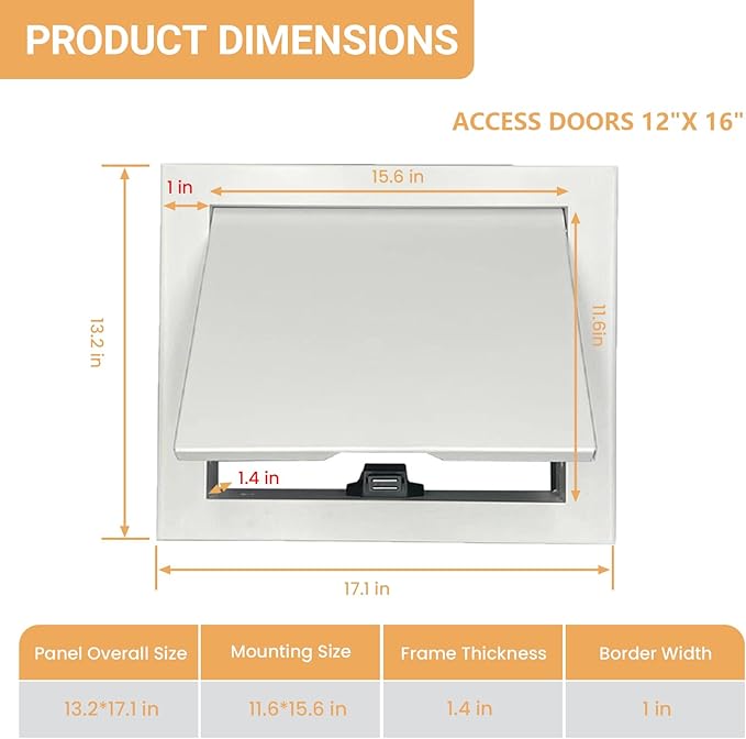 Access Doors Panel 12 x 16 inch Aluminum Alloy Access Door - Image 2