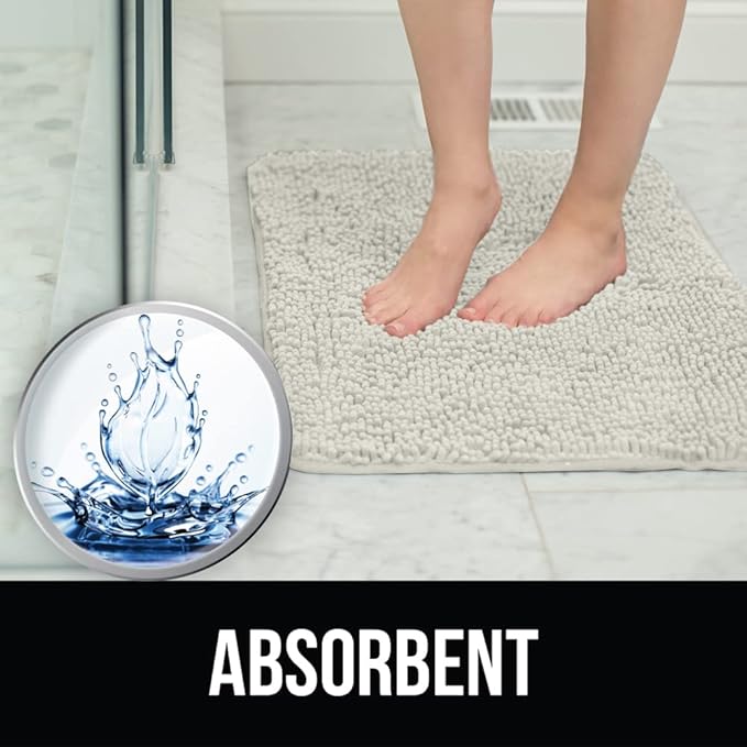 KANGAROO Bathroom Rugs, Chenille Soft Absorbent Bath Rug, Shaggy Shower Mat - Image 6