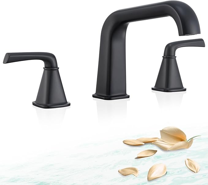 Bathtub Faucet Set 3 Hole, Matte Black Roman Bathtub Faucet, High Flow Deck by QinkellSanitaryWare