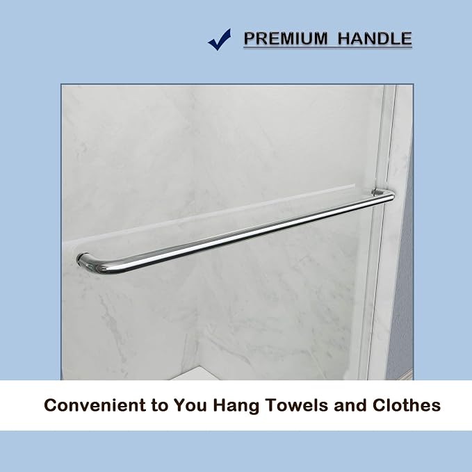 SUNNY SHOWER Bathtub Door Double Glass Sliding Shower Tub Door 60" W x 57.4" H - Image 4