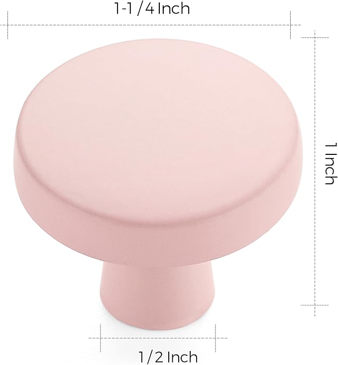 Ravinte 10 Pack Drawer Pulls 1-1/4 Inch Pink Kitchen Cabinet Knobs Solid Round - Image 3