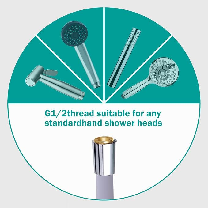 Ultra-Soft Silicone Shower Hose Replacement, 79 Inch Extra Long HandHeld Hose - Image 4