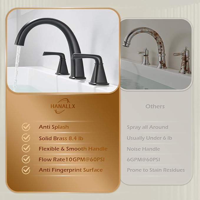Black Bathtub Faucet Brass Roman Tub Faucet, Gooseneck Tub Filler, Garden Tub - Image 6