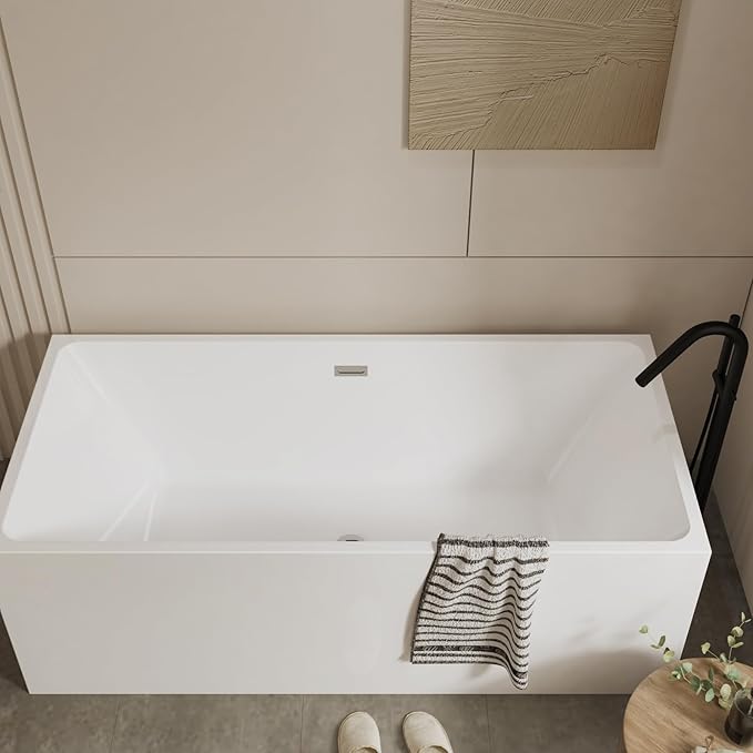 67" Acrylic Freestanding Bathtub, Contemporary Soaking Tub - Image 5
