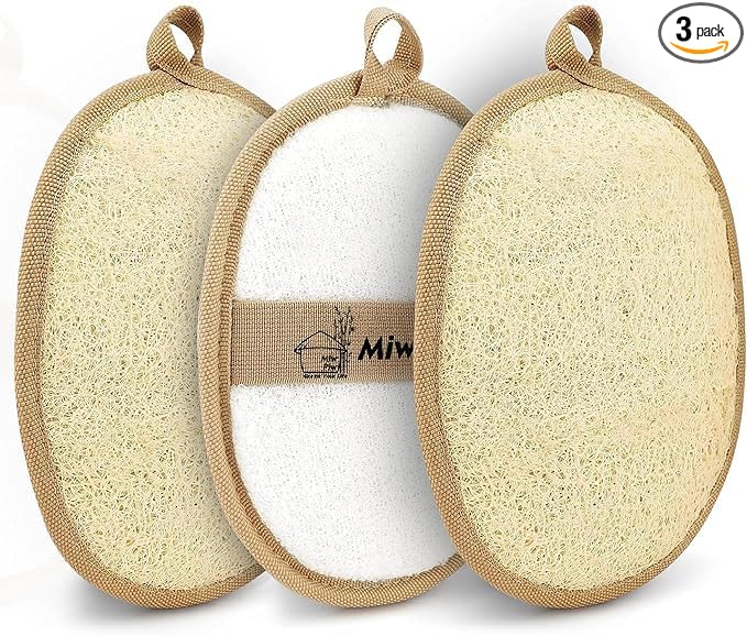 Natural Loofah Exfoliating Body Scrubber, Loofah Bath Sponge, Luffa by MiwPiw