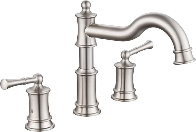 Roman Tub Faucet Classic Widespread Deck Mount Bathtub Faucet 3 Holes Brass by NAUKWAN