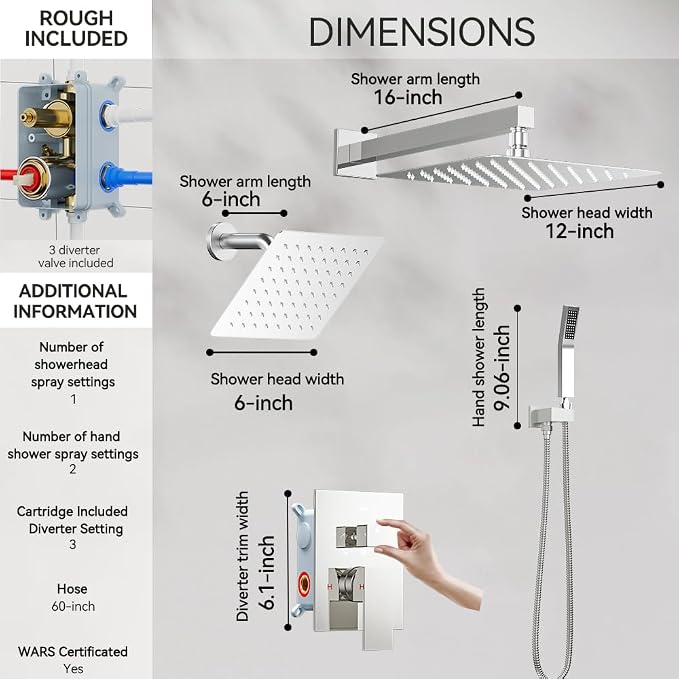 Shower Faucet Set Shower Systems, STARBATH 3 Way Shower Faucet - Image 6