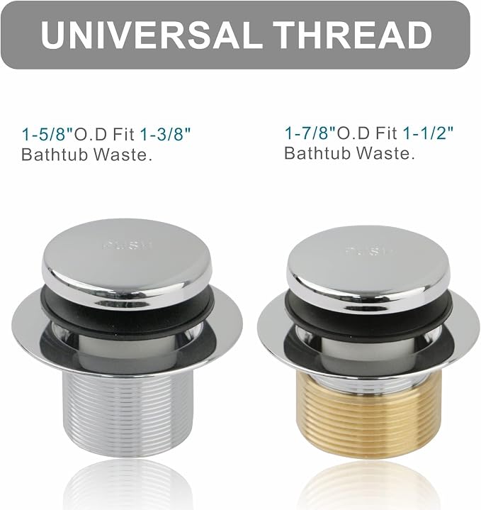 Chrome Bathtub Drain Tip-Toe Two-Hole, Welsan Tub Drain Trim Set Conversion Kit - Image 4