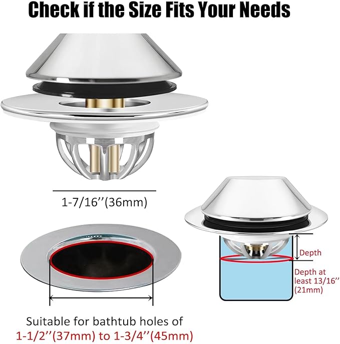 Bathtub Drain Stopper, Pop Up Tub Stopper Bottom - Image 4