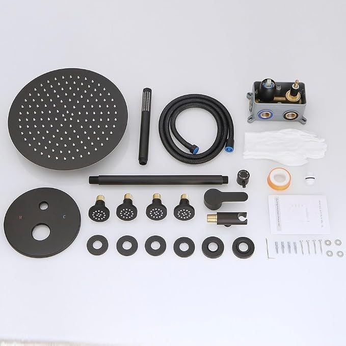 Matte Black Round Shower Faucet Set - Image 7