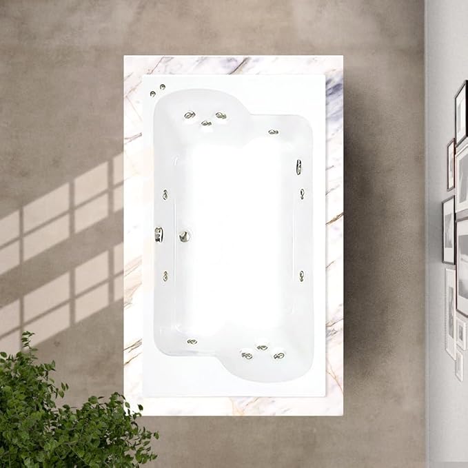 72 in. x 43 in. Acrylic Rectangular Drop-In Whirlpool Bathtub by WATERTECH