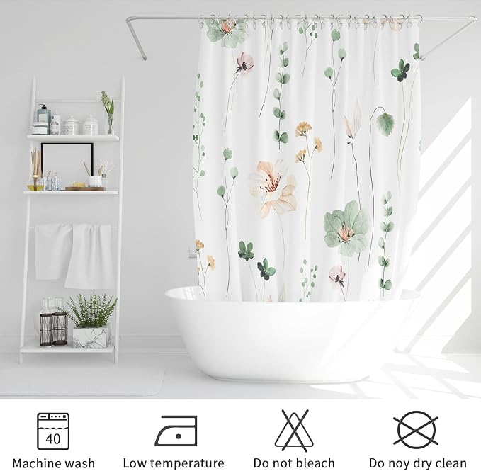 Gibelle Small Stall Shower Curtain 36 x 72, Narrow Half Watercolor Floral - Image 6