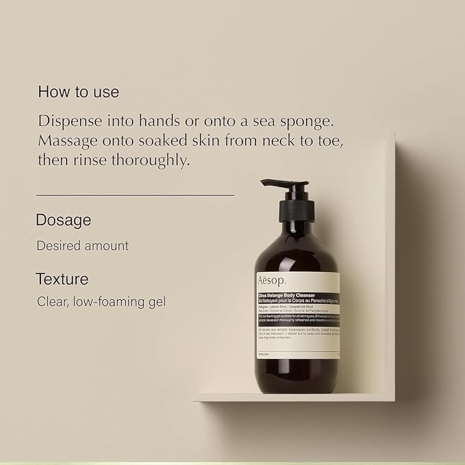 Aesop Citrus Melange Body Cleanser Refill | Gentle Low-Foaming Gel Cleanser - Image 3