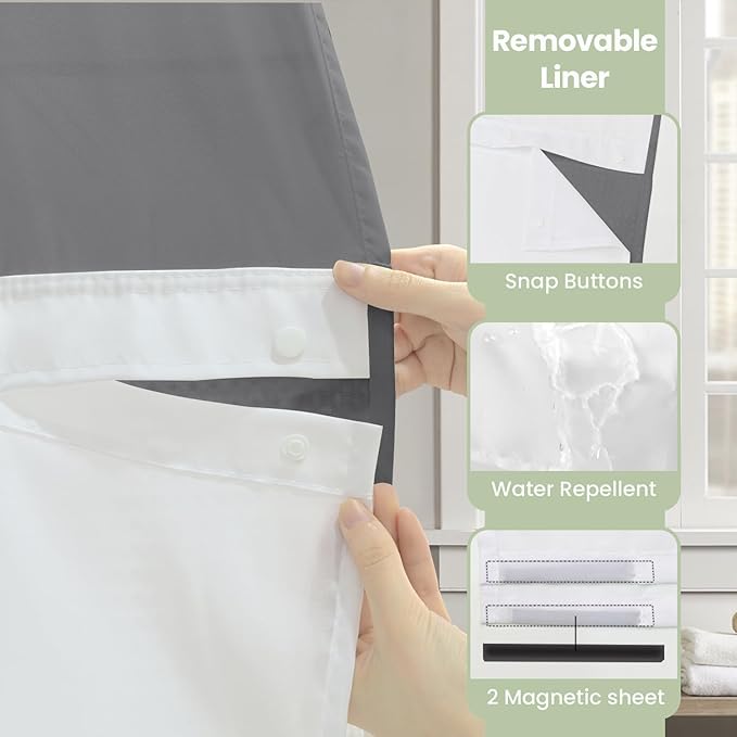 Inhousolu No Hook Shower Curtain - Image 5