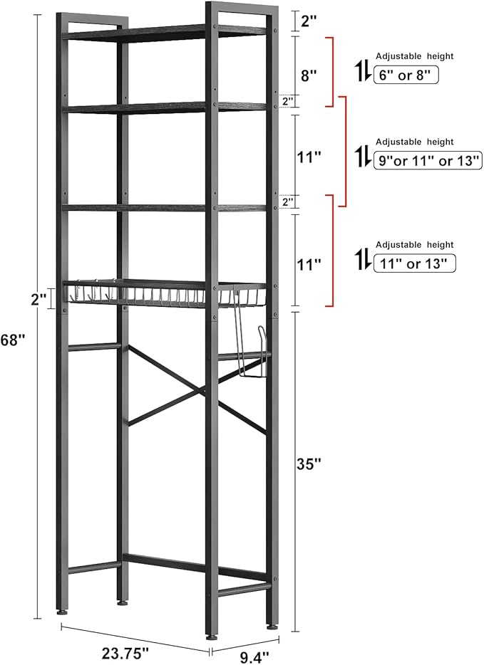 Over-The-Toilet Storage Rack, 4-Tier Bathroom Organizer Shelf Over Toilet - Image 6