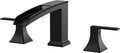 FORIOUS Waterfall Black Bathtub Faucet Set 3 Hole, 2 Handle Deck Mount Roman by FORIOUS