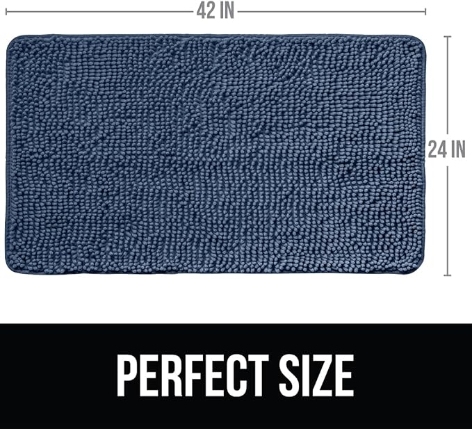 KANGAROO Bathroom Rugs, Chenille Soft Absorbent Bath Rug, Shaggy Shower Mat - Image 2