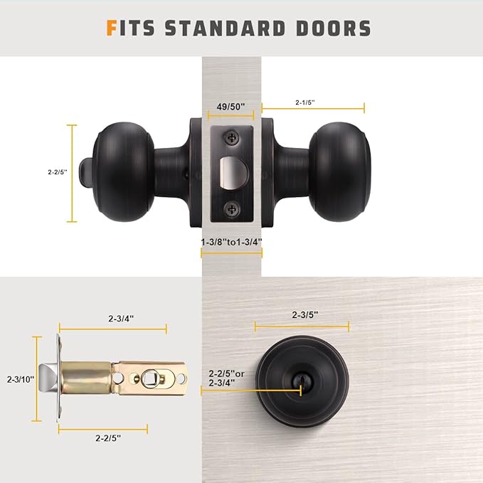 KNOBWELL 4 Pack Oil Rubbed Bronze Door Knobs - Image 5