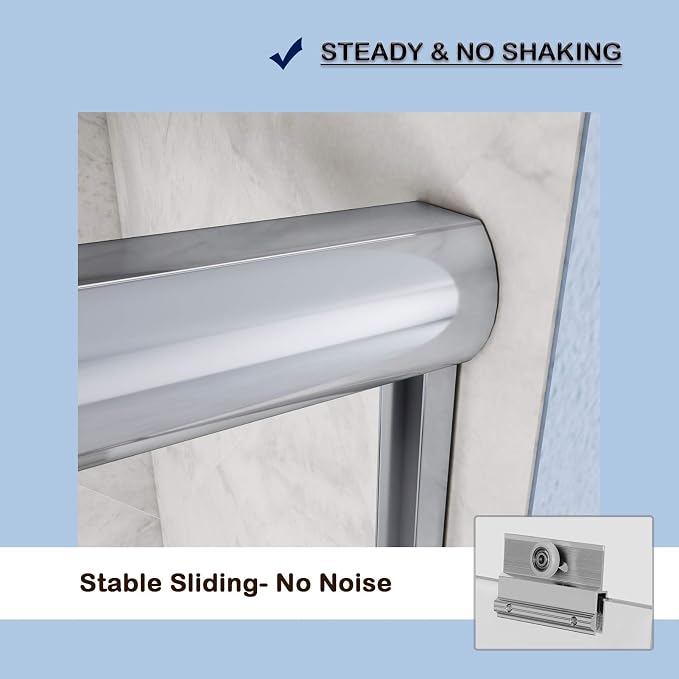 SUNNY SHOWER Bathtub Door Double Glass Sliding Shower Tub Door 60" W x 57.4" H - Image 5