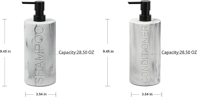 Marble Resin 2 Piece Shampoo and Conditioner Dispenser Set, Luxurious - Image 2