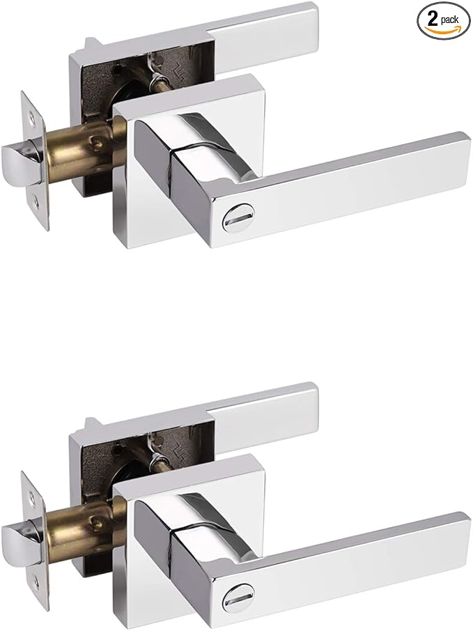 Probrico 2 Pack Privacy Lever Door Handles Square Locking Leverset Reversible by Probrico