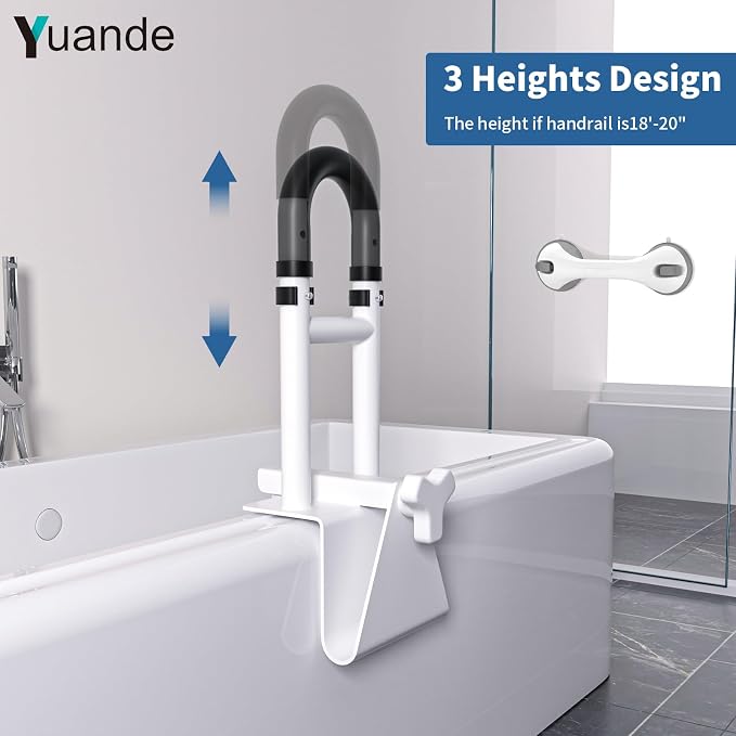 Bathtub Grab Bars with Suction Grab Bars, YuanDe 20x6 Inch Adjustable Bathtub - Image 3
