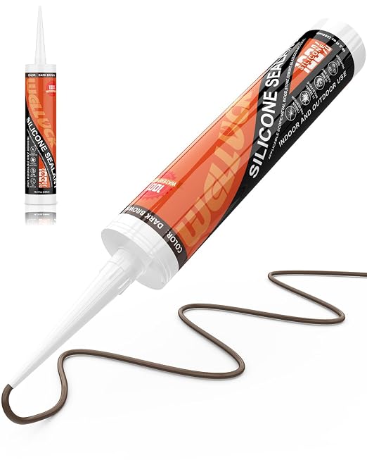 WELLUCK Dark Brown Silicone Caulk, 100% Waterproof Caulking Silicone Sealant by WELLUCK