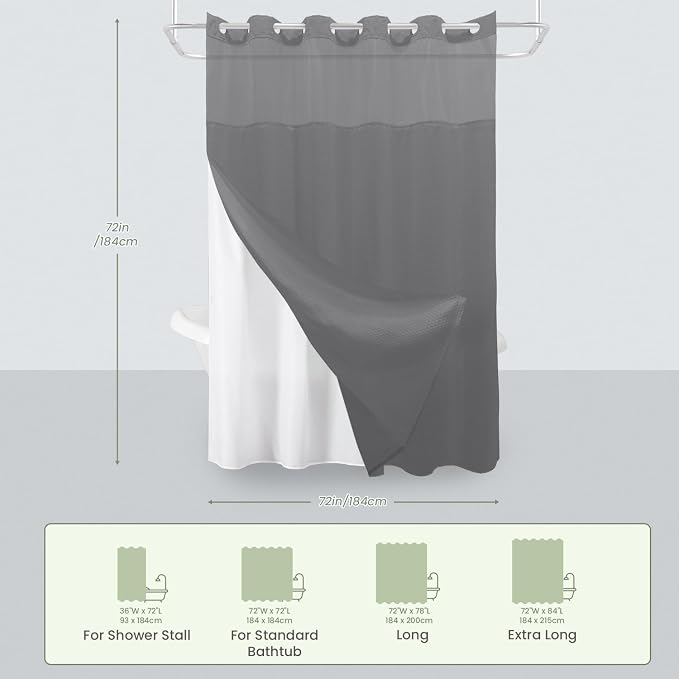 Inhousolu No Hook Shower Curtain - Image 7