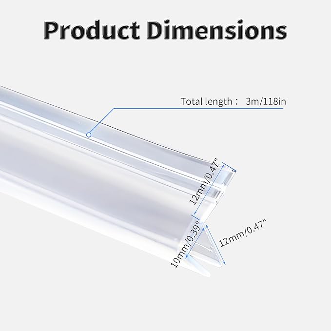 Shower Door Side Seal Strip, 118 Inch F-Type Frameless Shower Door Seal - Image 2