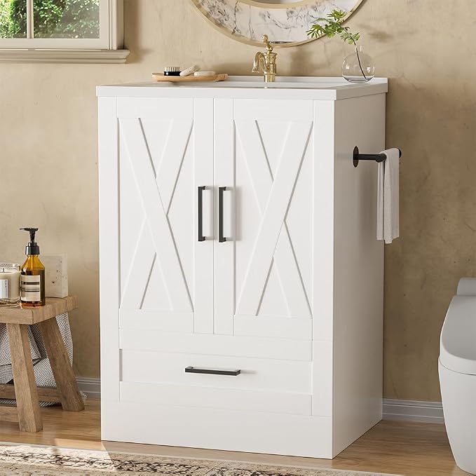 YESHOMY Bathroom Vanity with Sink, Farmhouse Cabinet Easy Assembly - Image 3