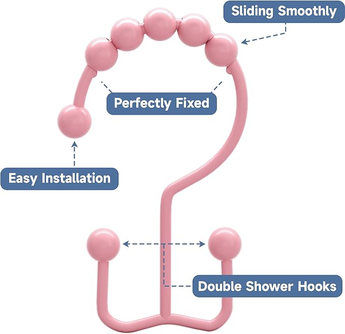 Titanker Shower Curtain Hooks Rings, Rust-Resistant Metal Double Glide Shower - Image 4