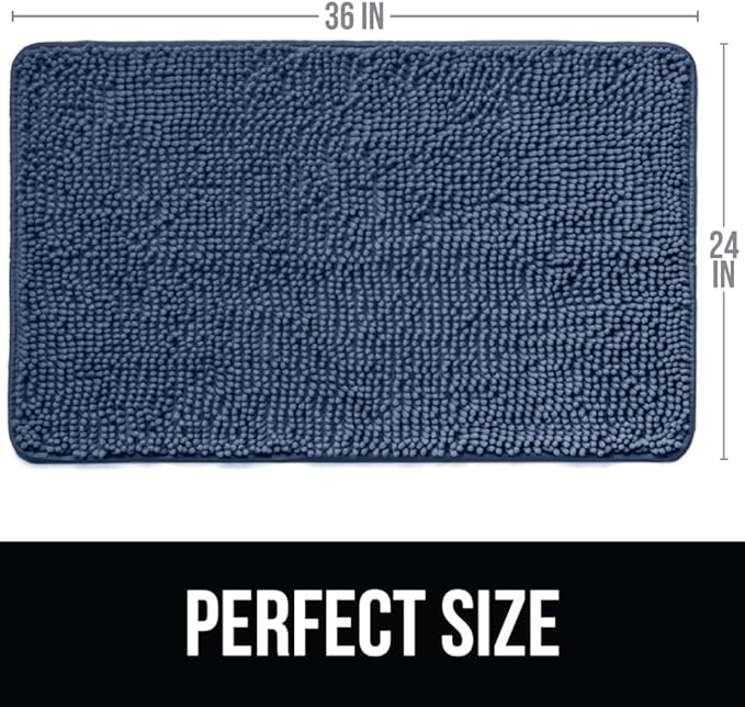 KANGAROO Bathroom Rugs, Chenille Soft Absorbent Bath Rug, Shaggy Shower Mat - Image 2