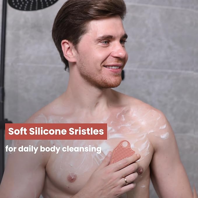 Silicone Body Scrubber Silver-Infused Dual-Sided 3-in-1 - Image 2