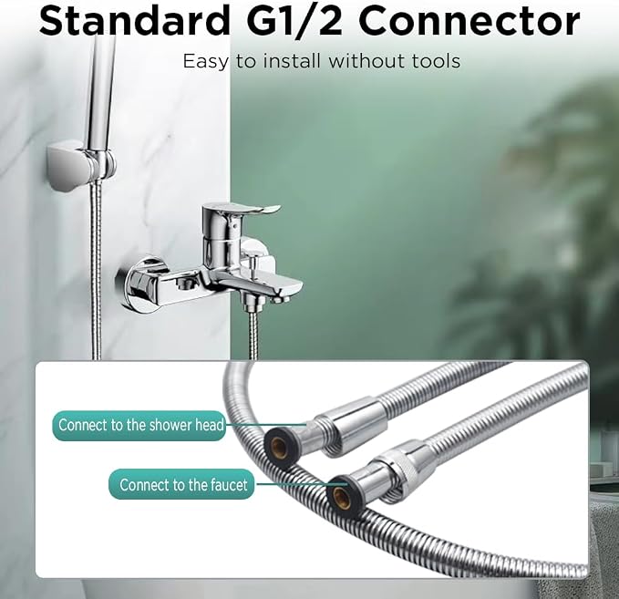 98-Inch Encrypted shower hose G1/2 Universal Shower Pipe Handheld Shower Head - Image 7