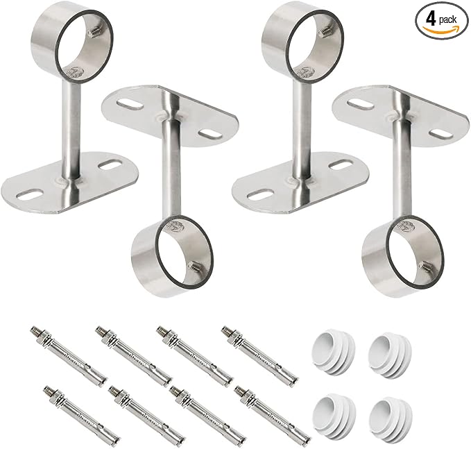 4Pcs ID32mm, Clothes Rail mounting Bracket, Shower Curtain Closet tie Rod by Ohamtes