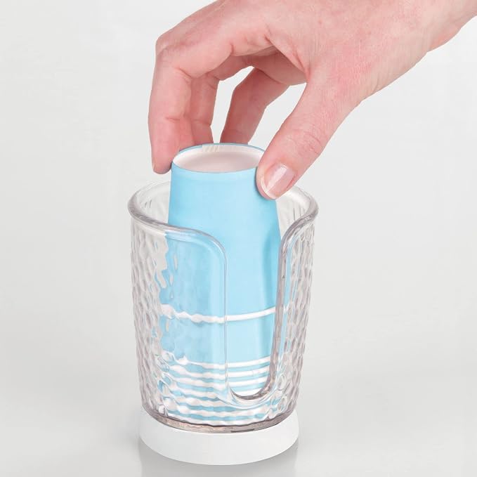 mDesign Plastic/Steel Compact Small Disposable Paper Cup Dispenser Storage - Image 6