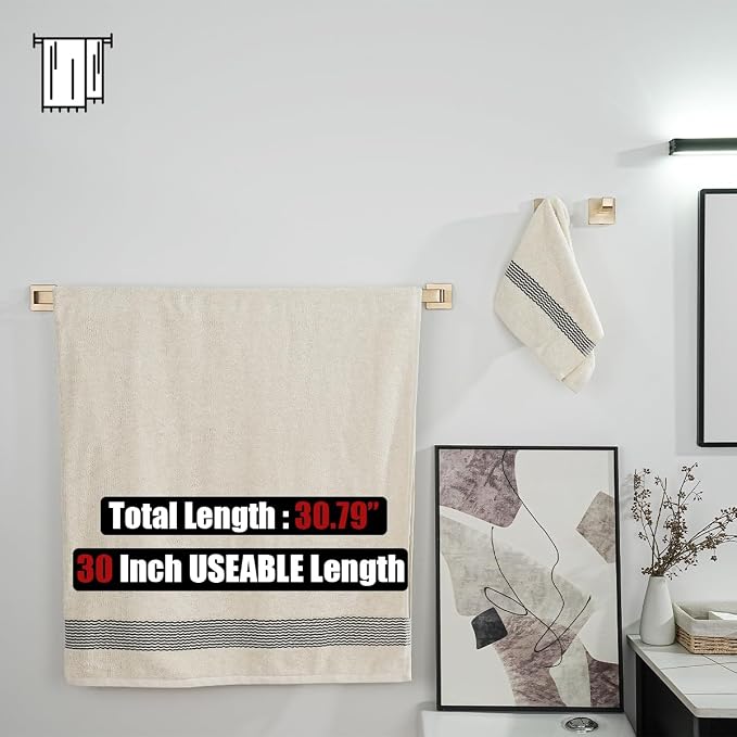 JQK Champagne Bronze Bath Towel Bar, 30 Inch 304 Stainless Steel Thicken 0.8mm - Image 4
