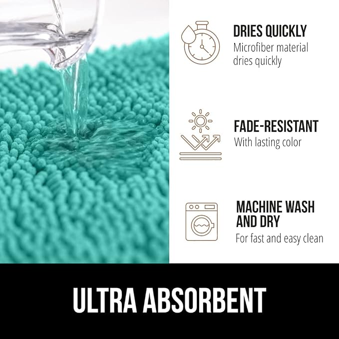 GORILLA GRIP Bath Rug Mat 44x26, Soft Absorbent Chenille, Quick Dry Microfiber - Image 4