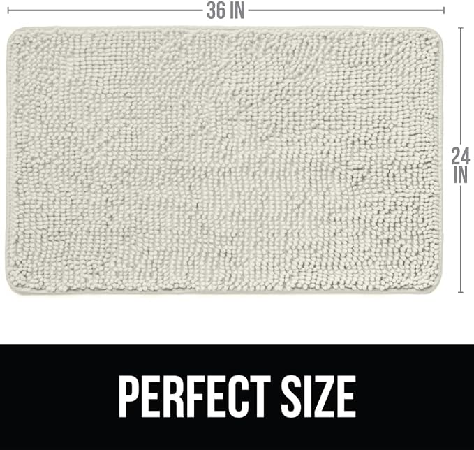 KANGAROO Bathroom Rugs, Chenille Soft Absorbent Bath Rug, Shaggy Shower Mat - Image 2