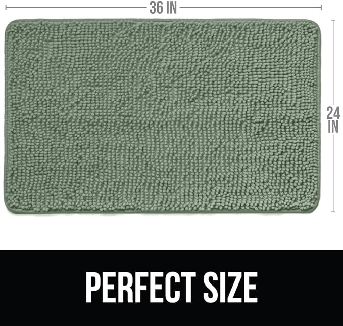 KANGAROO Bathroom Rugs, Chenille Soft Absorbent Bath Rug, Shaggy Shower Mat - Image 2