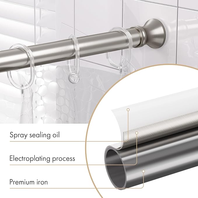 Amazer Spring Tension Shower Curtain Rod, 42-72 Inches Rust-Resistance Tension - Image 7